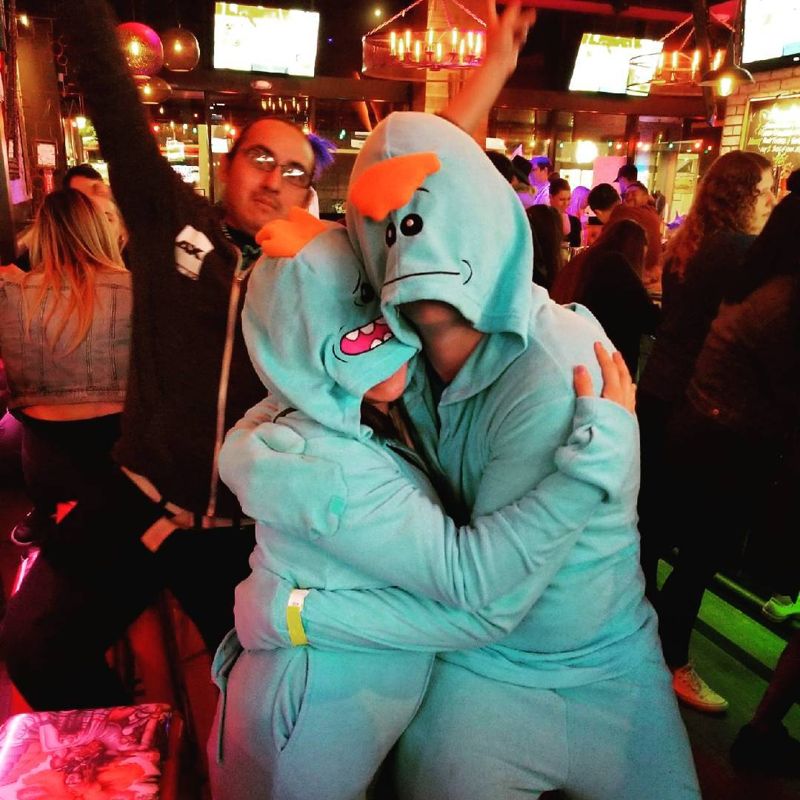 Cosplay group at the bar