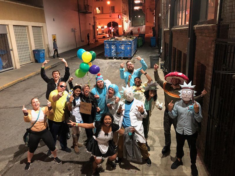 Crowd at the Rick and Morty pub crawl